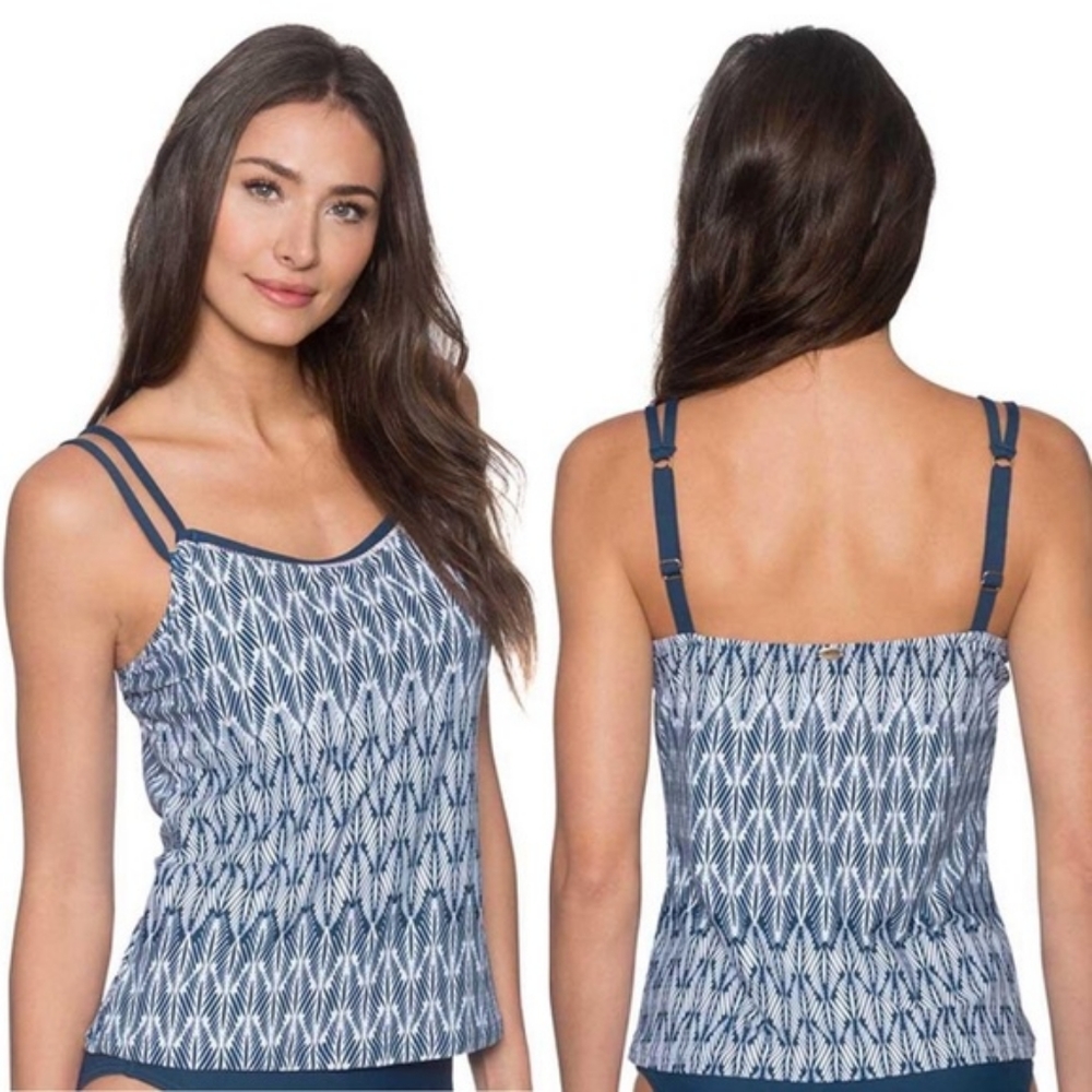 Sunsets Taylor Tankini Foxtail Blue Geometric 32G 34F 36E